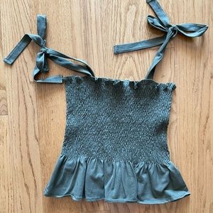 H&M Smocked Tank With Ruffle